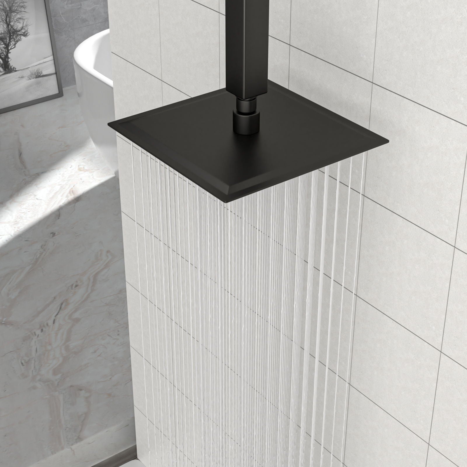 8" Square Rain Shower Head, Ceiling / Wall Mount Stainless Steel Bath Fixture Daily Nest