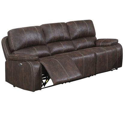 Power Reclining Sofa With Built In USB Port - Chocolate Home Essentials