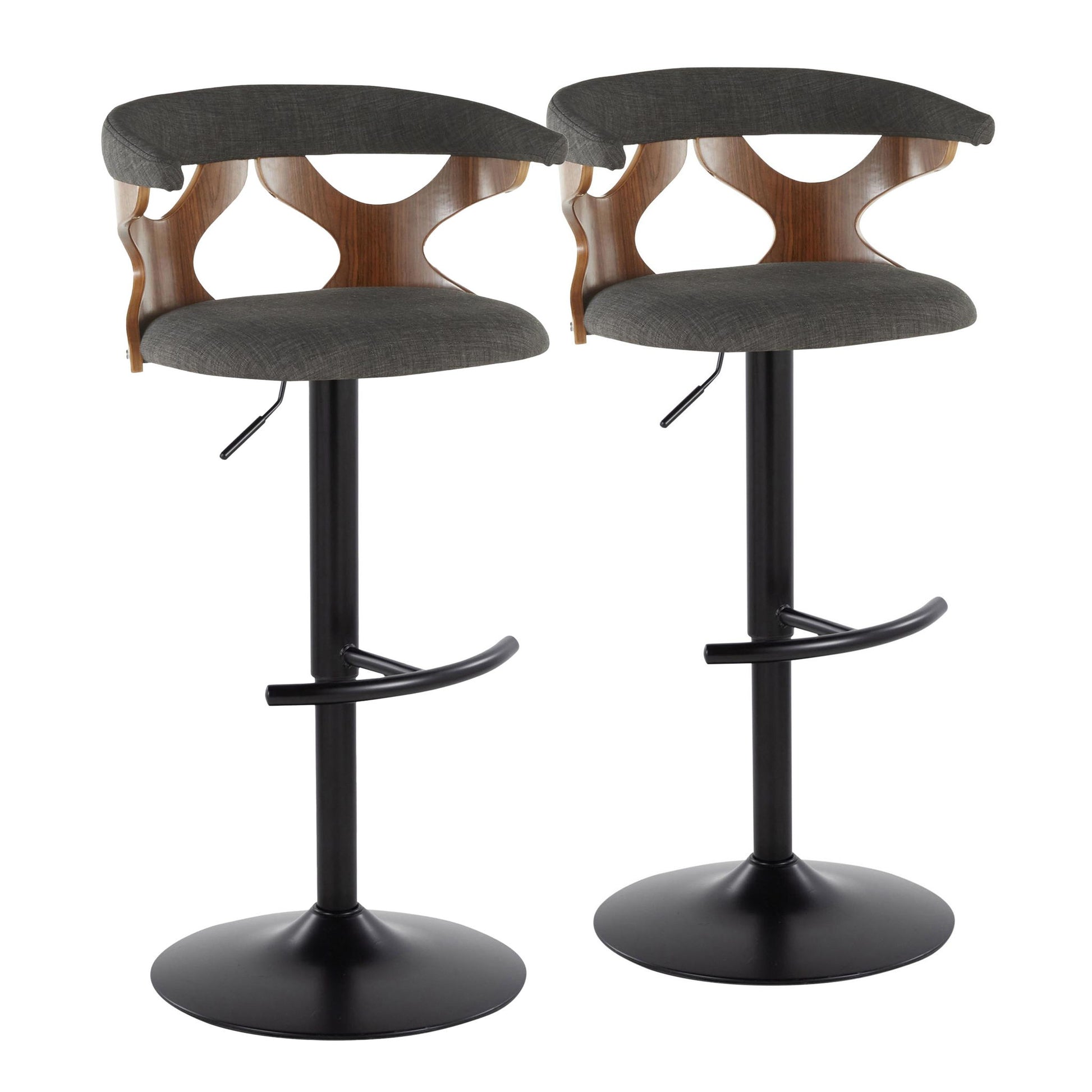 Gardenia - Contemporary Adjustable Barstool, Swivel With Rounded T Footrest (Set of 2) Lumi Source