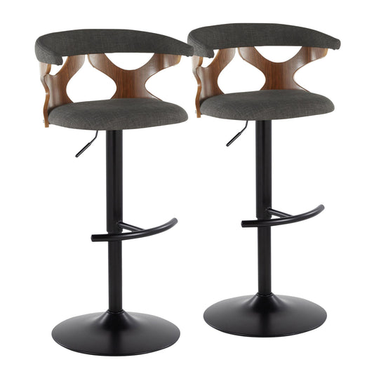 Gardenia - Contemporary Adjustable Barstool, Swivel With Rounded T Footrest (Set of 2) Lumi Source