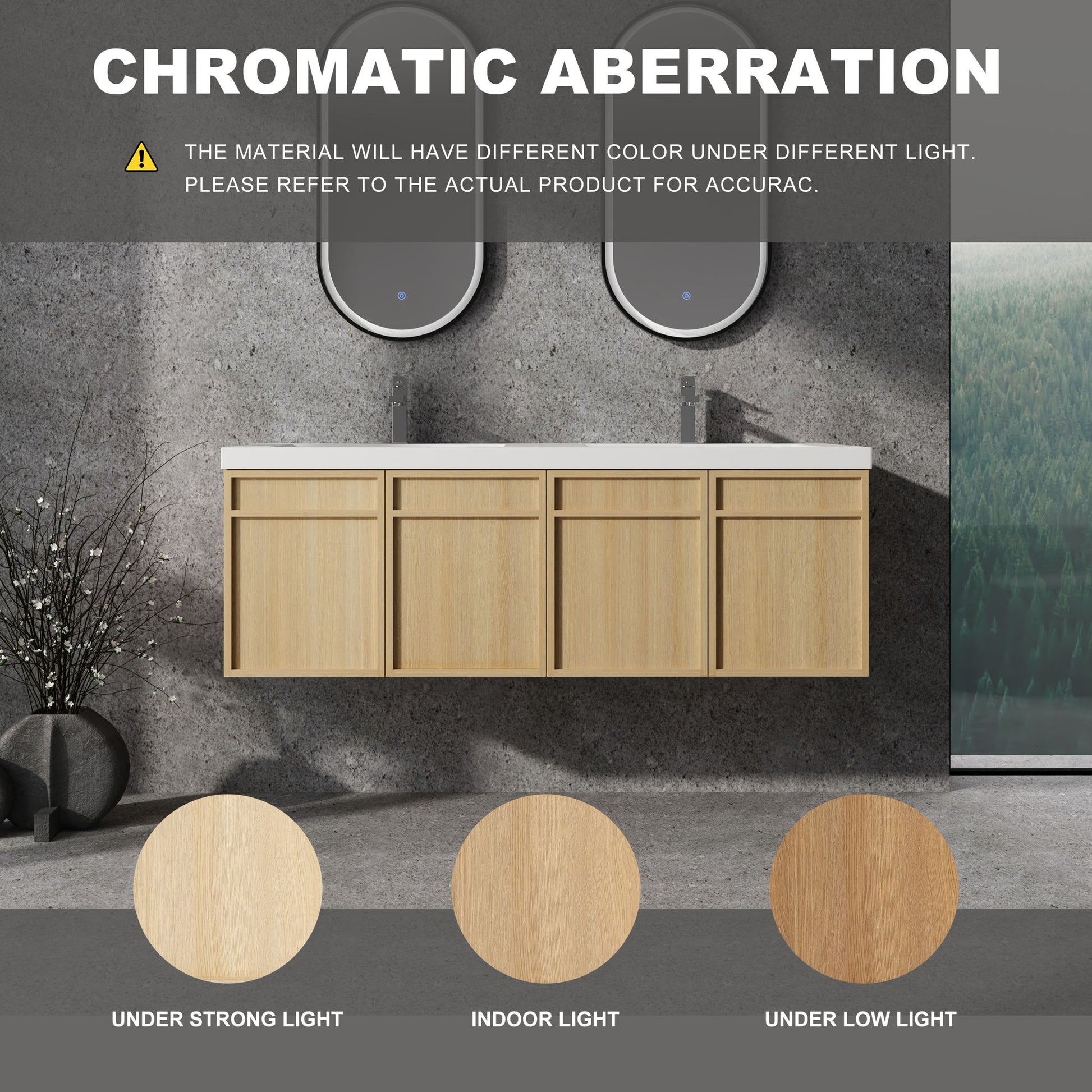 Wall-Mounted Bathroom Vanity With Resin Sink And Soft Closing Doors Home Essentials