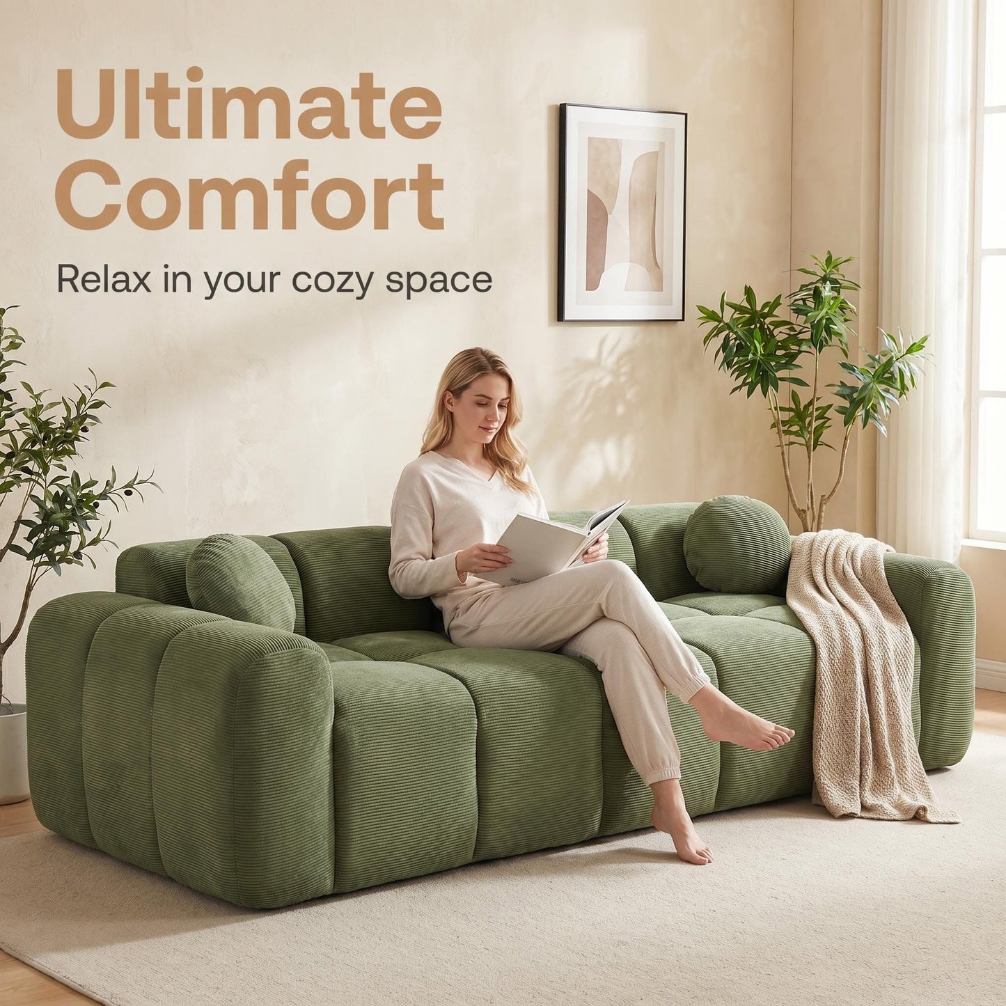 Extra Large Compression Sofa, Cloud Puff Couch For Living Room Home Essentials