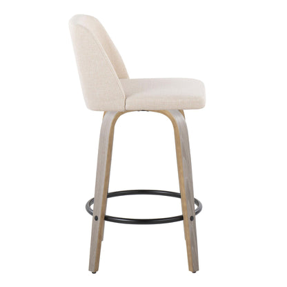 Toriano - Contemporary Fixed Height Counter Stool With Swivel & Round Footrest (Set of 2) Lumi Source