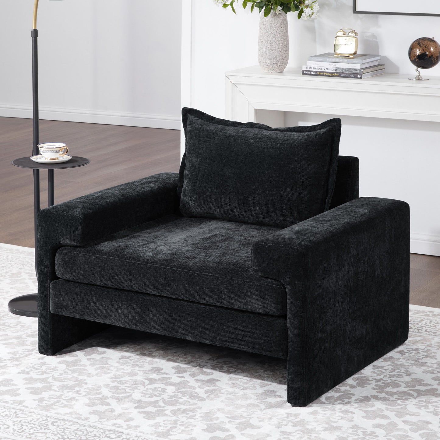 Upholstered Accent Chair With Wide Armrests And Ergonomic Back Support Noble House