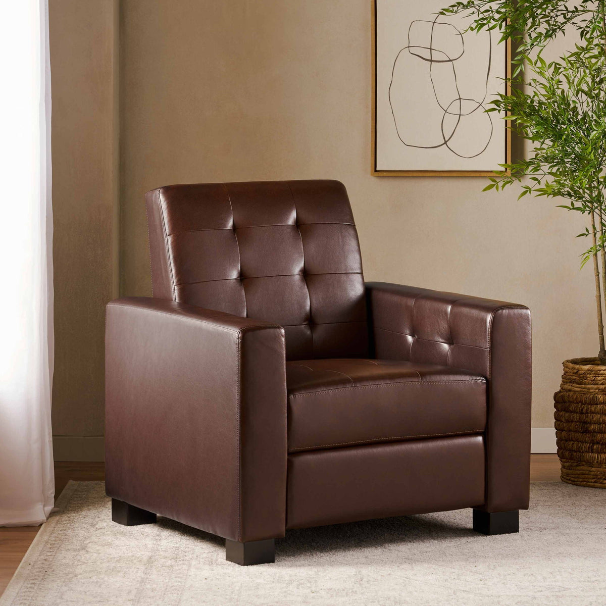 Langseth - Contemporary Tufted Pushback Recliner - Dark Brown Noble House