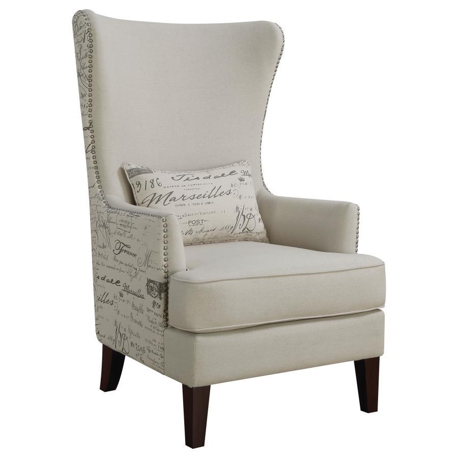 Pippin - Upholstered High Wingback Accent Chair - Cream