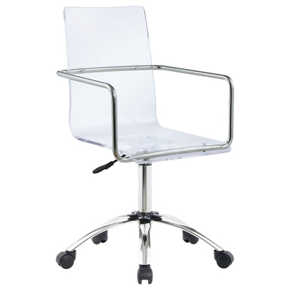 Clear Office Chair With Caster Wheels Futuristic Design, Adjustable Height - Clear Furniture Max