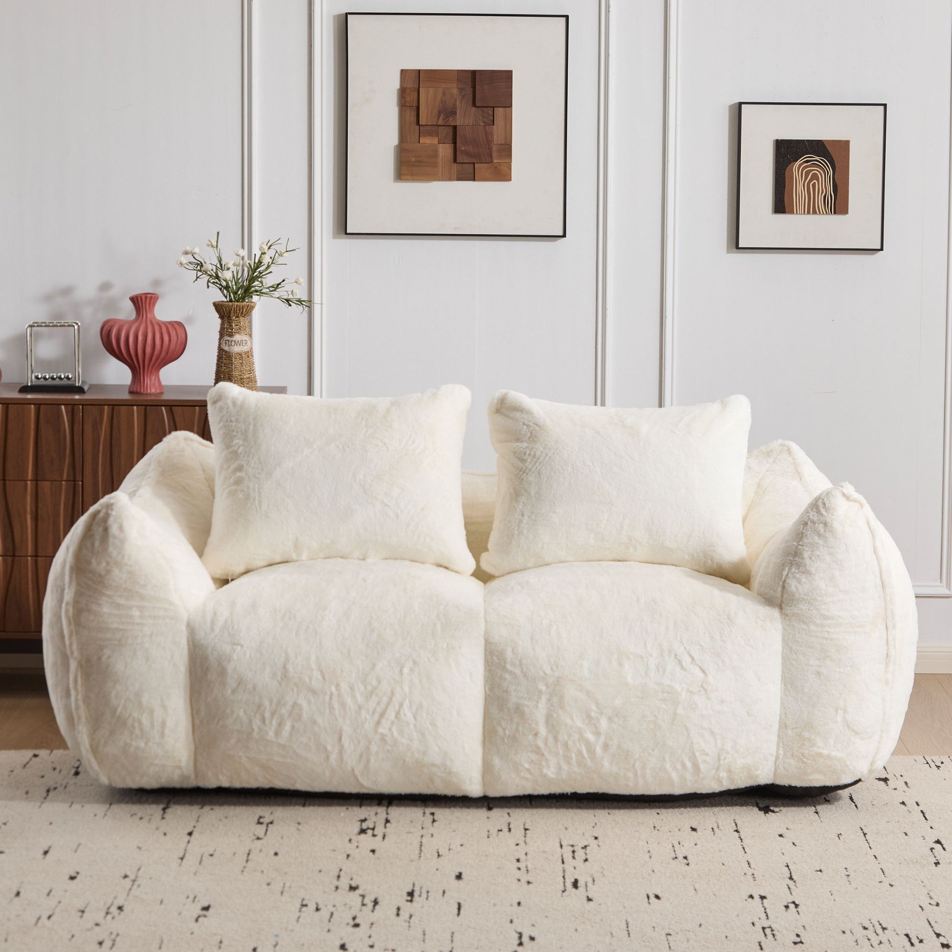 Giant Bean Bag Couch, Ultra Soft Fluffy Loveseat For Living Room Home Essentials