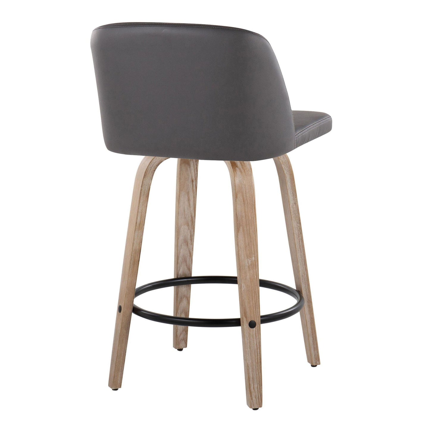 Toriano - Contemporary Fixed Height Counter Stool With Swivel & Round Footrest (Set of 2) - White Washed / Gray Lumi Source