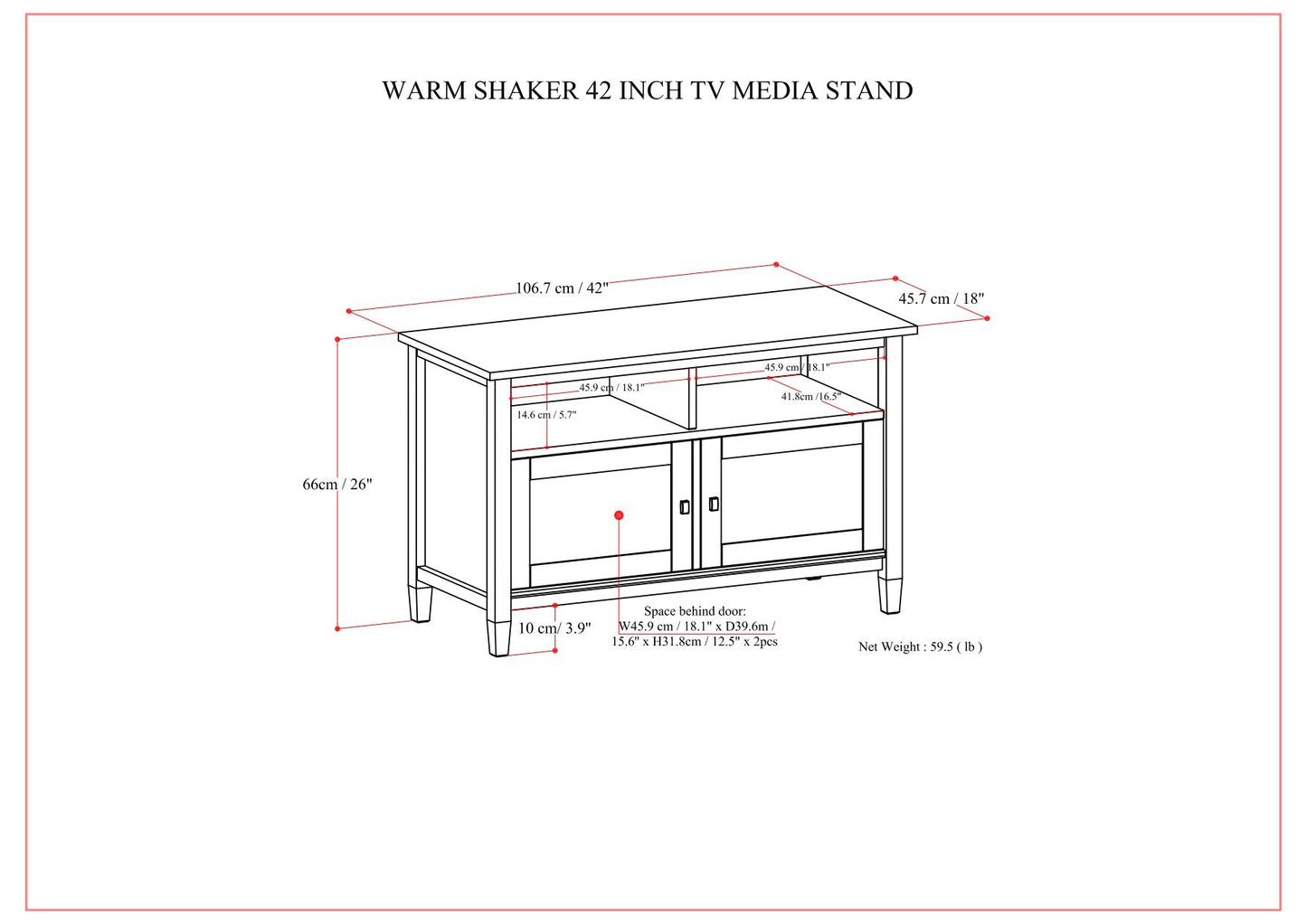 Warm Shaker - TV Media Stand Handcrafted - Brown Simpli-Home