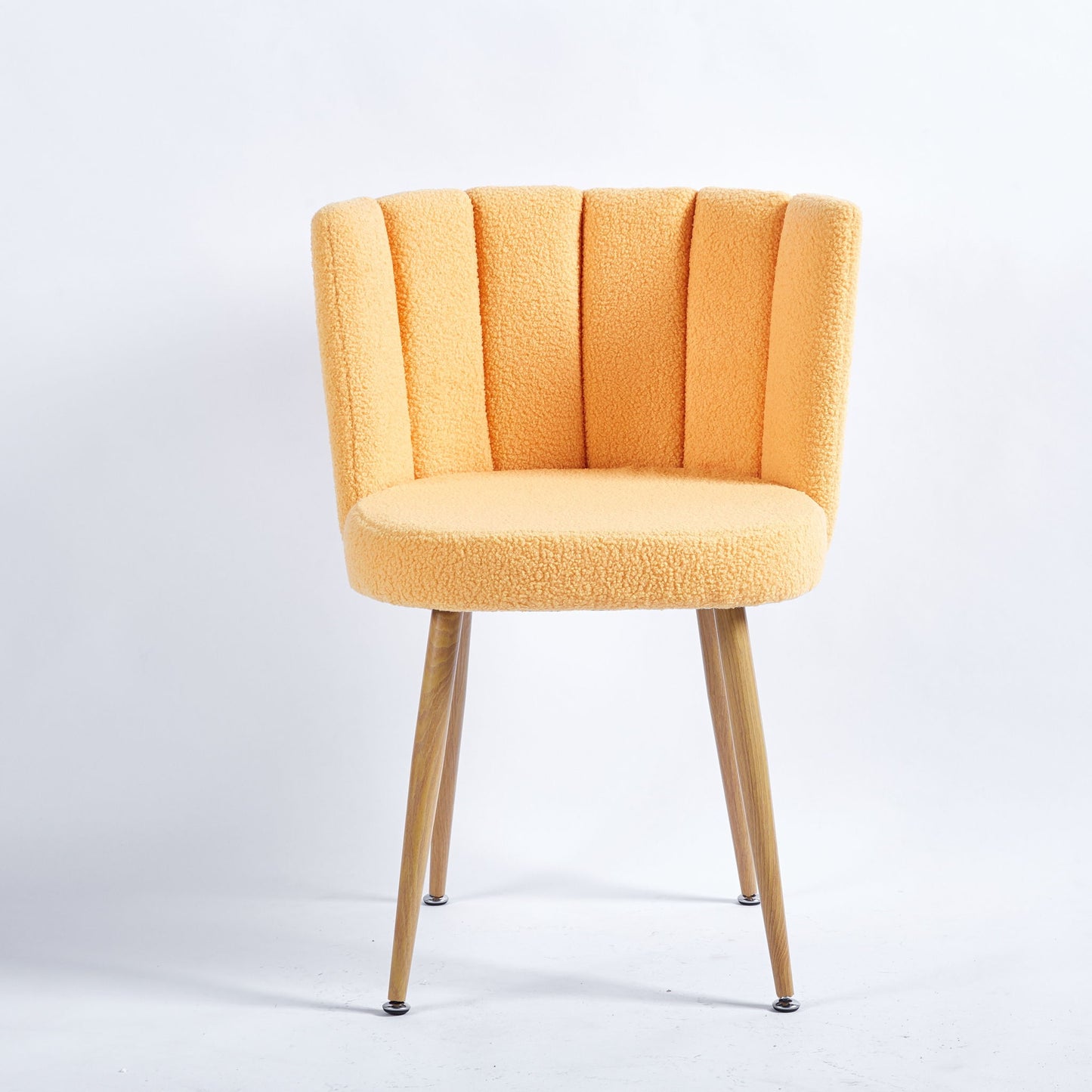 Modern Dining Chair (Set of 2) With Iron Tube Wood Color Legs, Shorthair Cushions And Comfortable Backrest, Suitable For Dining Room, Living Room, Cafe, Simple Structure Home Essentials