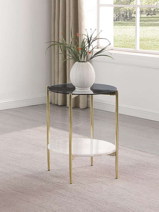 Jonelle - Round Glass Top Table CoasterEveryday