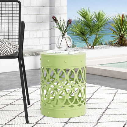 Outdoor Metal Large End Table, Modern Design Noble House
