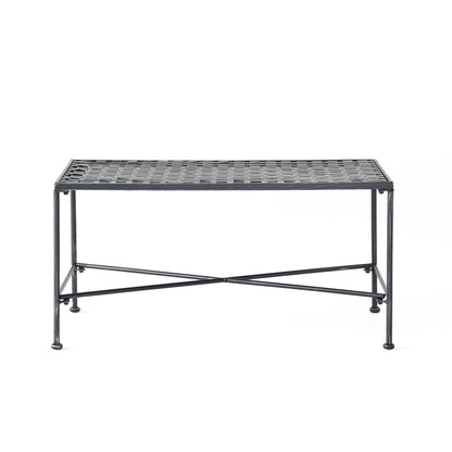 Luna - Outdoor Iron Coffee Table - Black Brush Silver Noble House