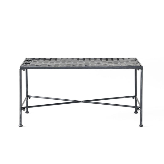 Luna - Outdoor Iron Coffee Table - Black Brush Silver Noble House