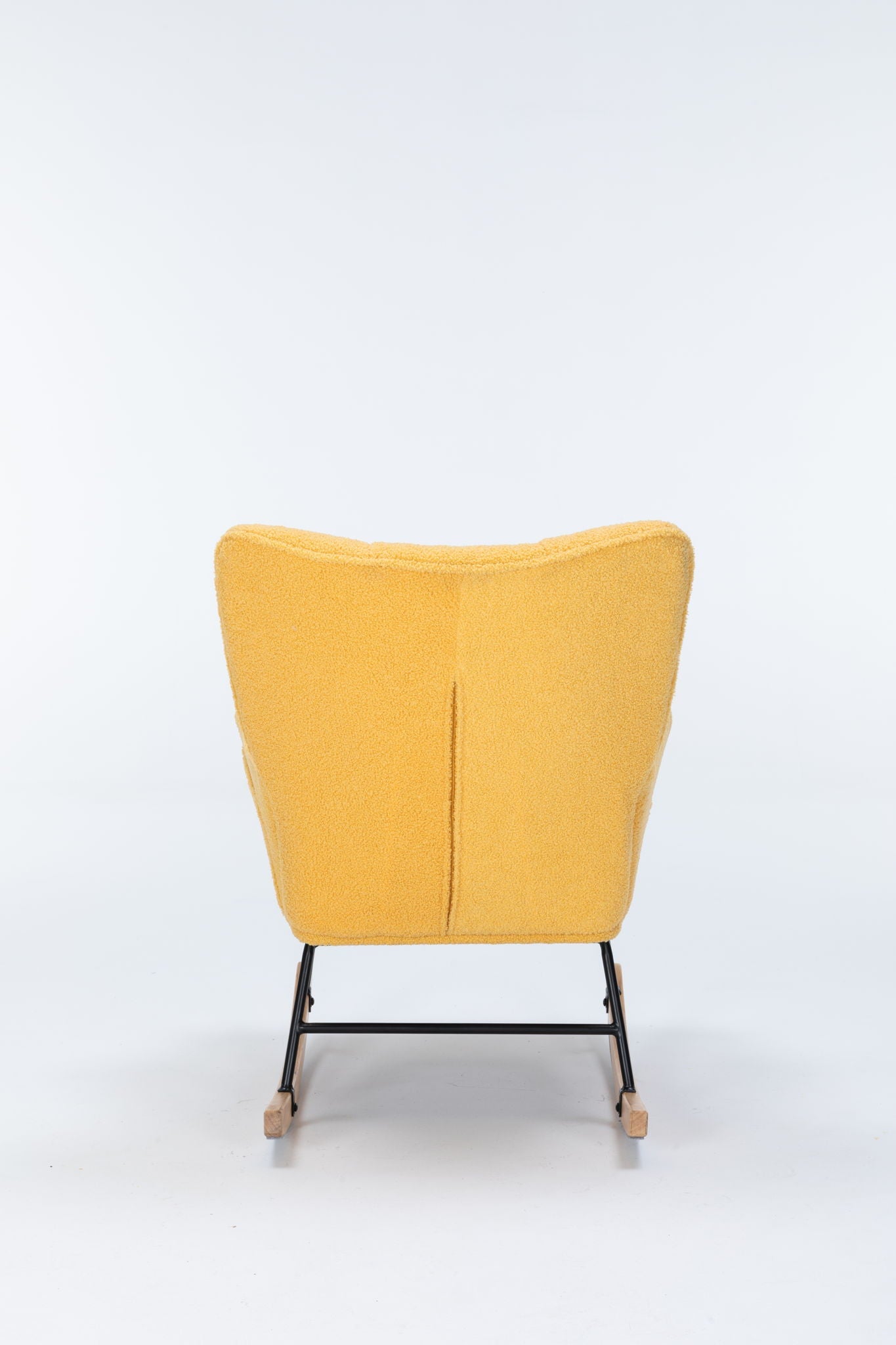 Rocking Chair Nursery, Teddy Upholstered Glider Rocker With High Backrest, Reading Chair Modern Rocking Accent Chairs Glider Recliner For Living Room - Yellow Home Essentials