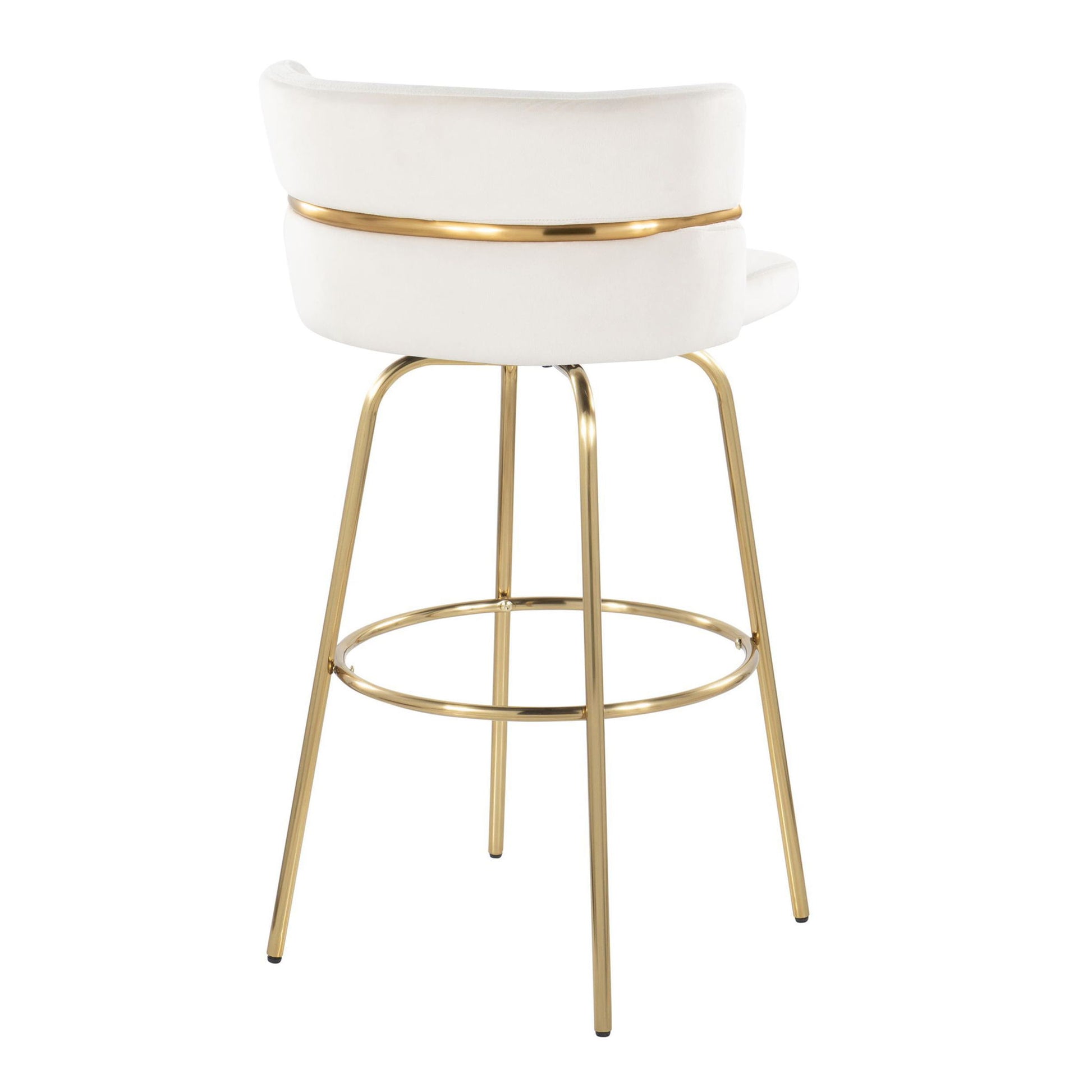 Cinch - Glam / Art Deco Fixed Height Barstool With Swivel With Round Footrest (Set of 2) Lumi Source