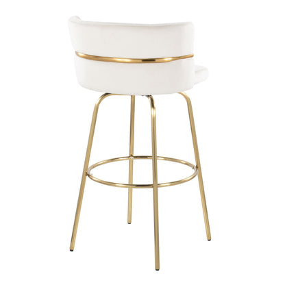 Cinch - Glam / Art Deco Fixed Height Barstool With Swivel With Round Footrest (Set of 2) Lumi Source