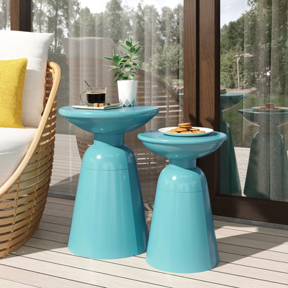 Serenita - Outdoor Side Tables With Flared Design (Set of 2) Noble House