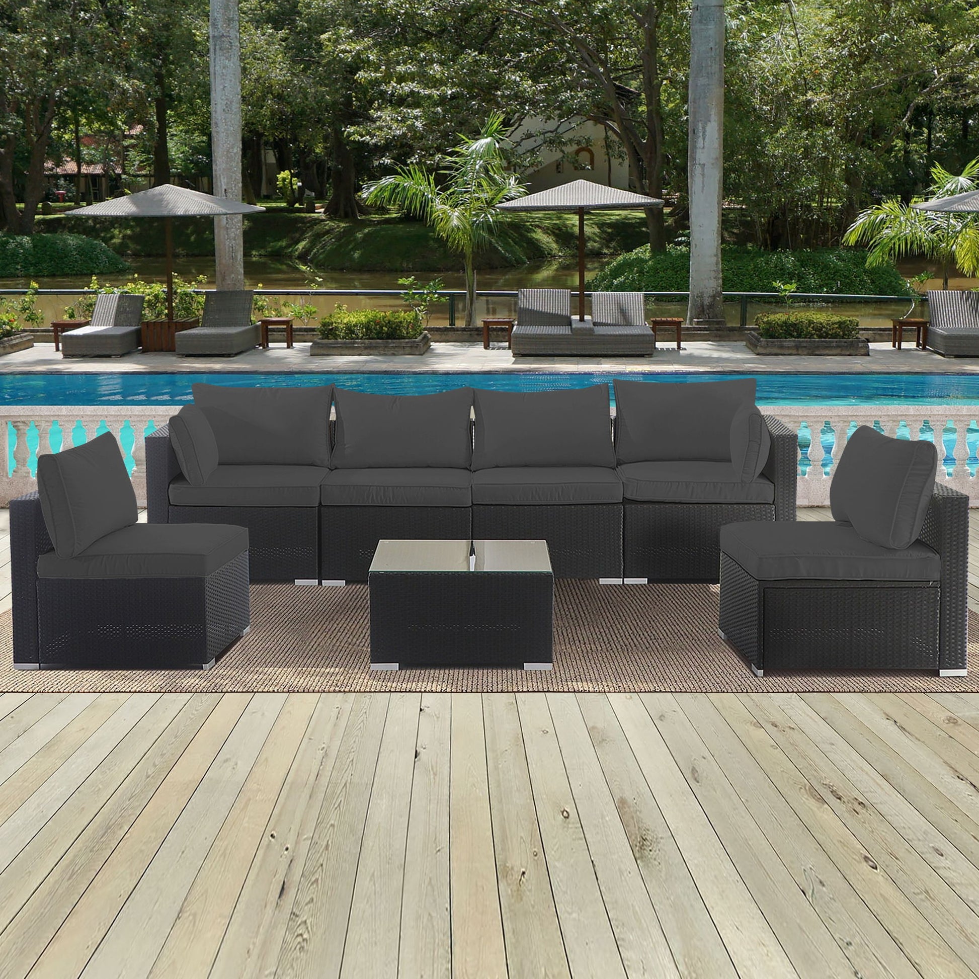 Cushion Covers For 7 Piece Wicker Sectional Sofa, 14 Pack Seat And Back Slipcovers With Zipper Home Essentials