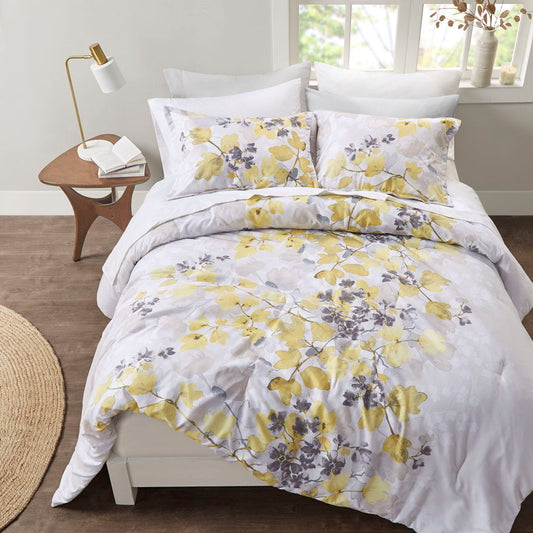 Alexis - Queen Comforter Set With Bed Sheets - Yellow Madison Park Essentials
