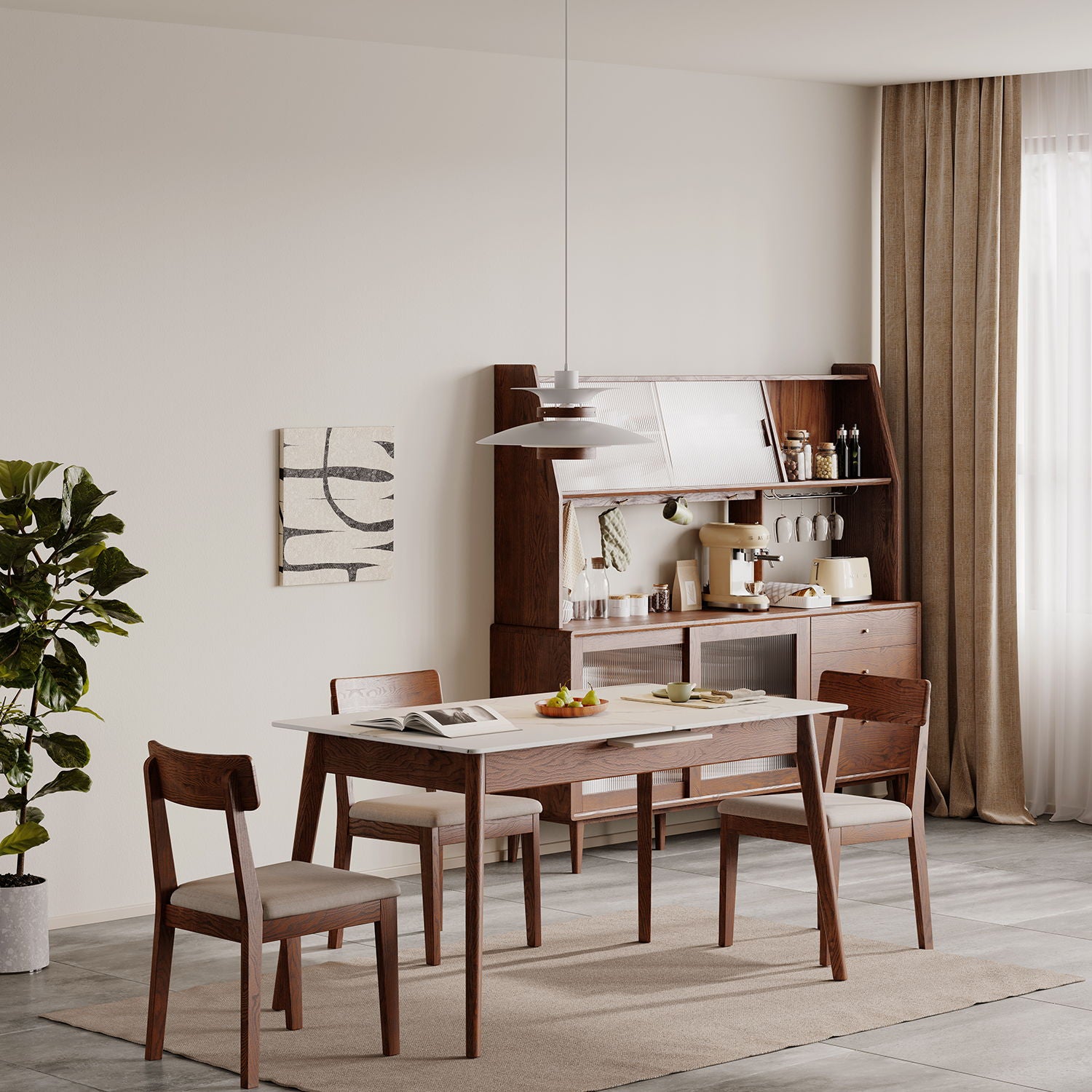 Round Corner Diagonal Leg Telescopic Table For 6 - 8 People To Meet Dining Table Home Essentials