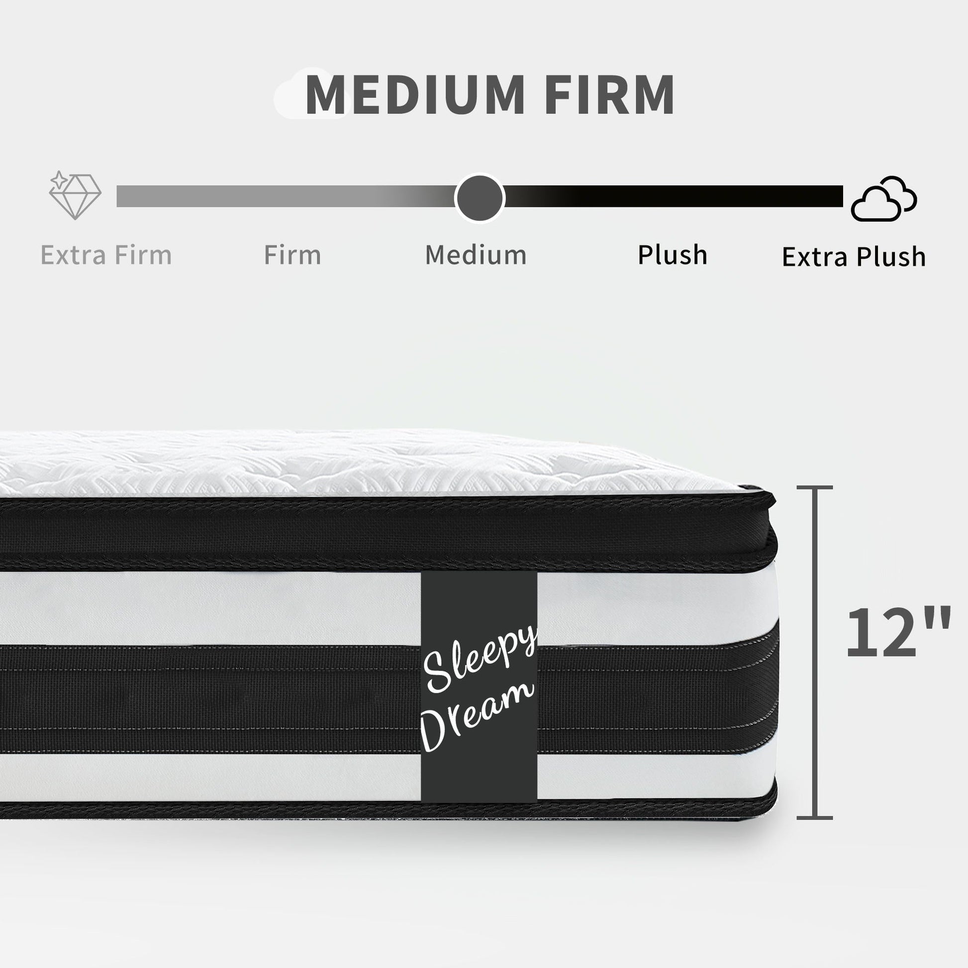 12" Breathable Hybrid Mattress, Memory Foam, Individual Pocket Springs Home Essentials