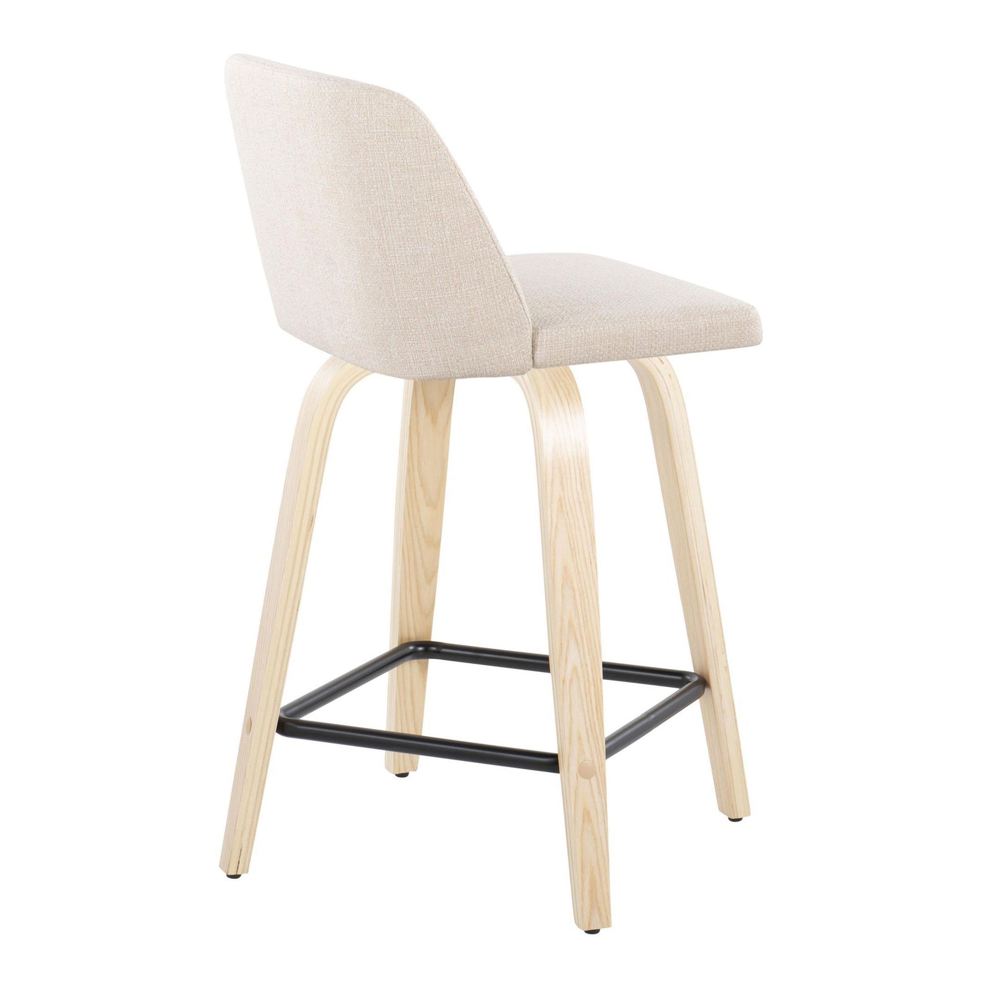 Toriano - Contemporary Modern Design Fixed Height Counter Stool With Swivel With Square Footrest (Set of 2) Lumi Source