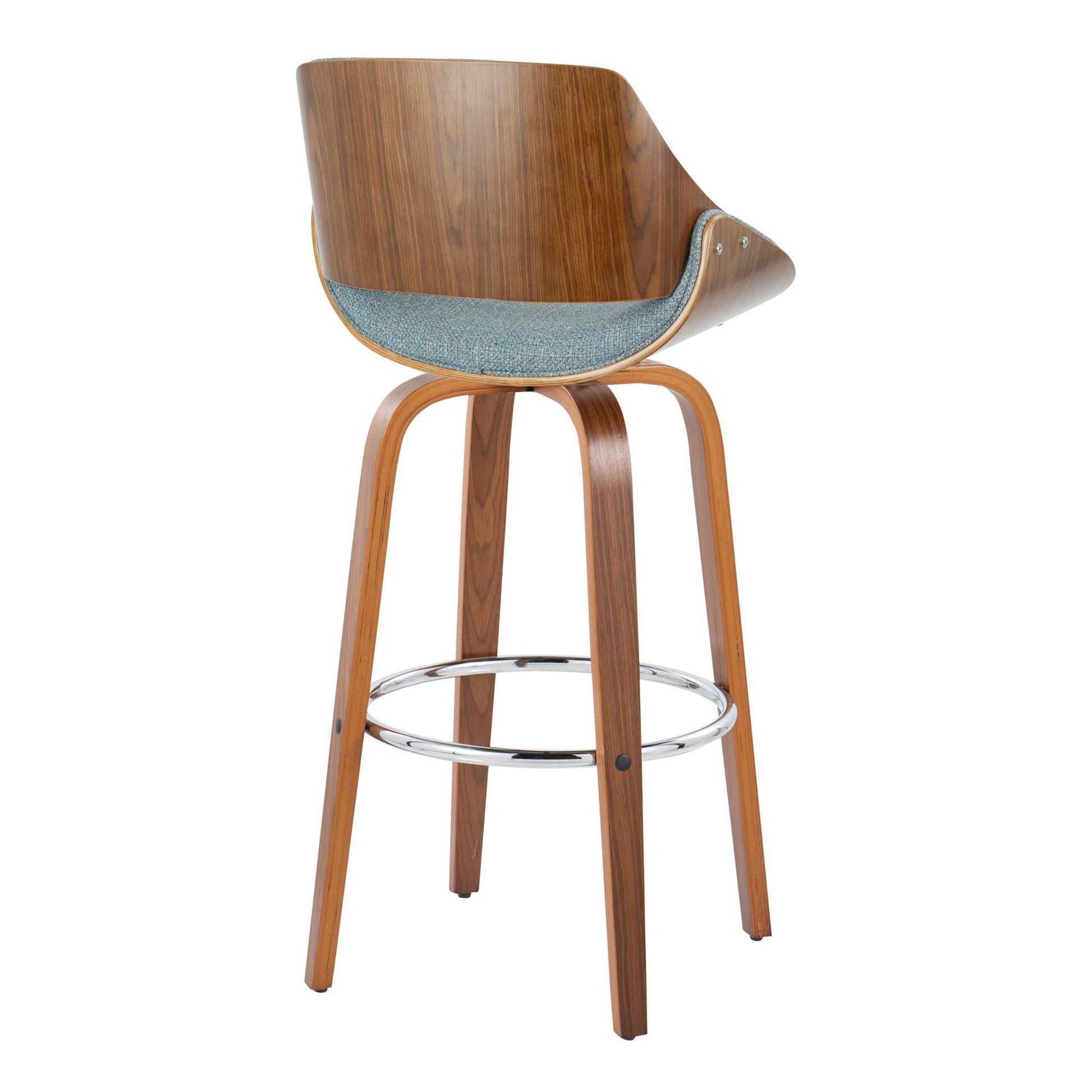 Fabrizzi - Mid Century Modern Fixed Height Barstool With Swivel With Round Footrest (Set of 2) Lumi Source