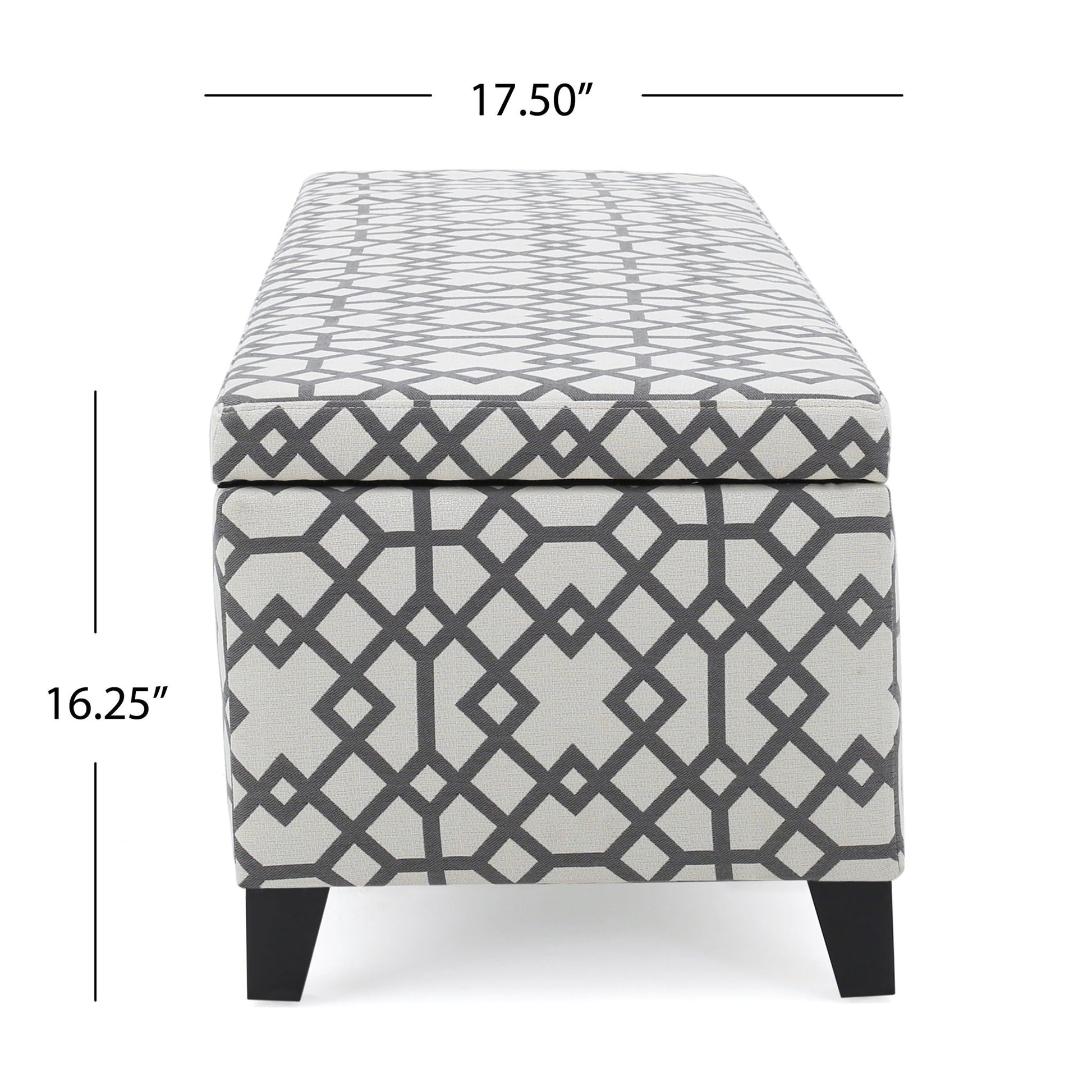 Quotient - Upholstered Storage Ottoman With Tapered Block Feet - Gray / White Noble House