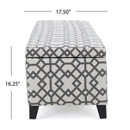 Quotient - Upholstered Storage Ottoman With Tapered Block Feet - Gray / White Noble House