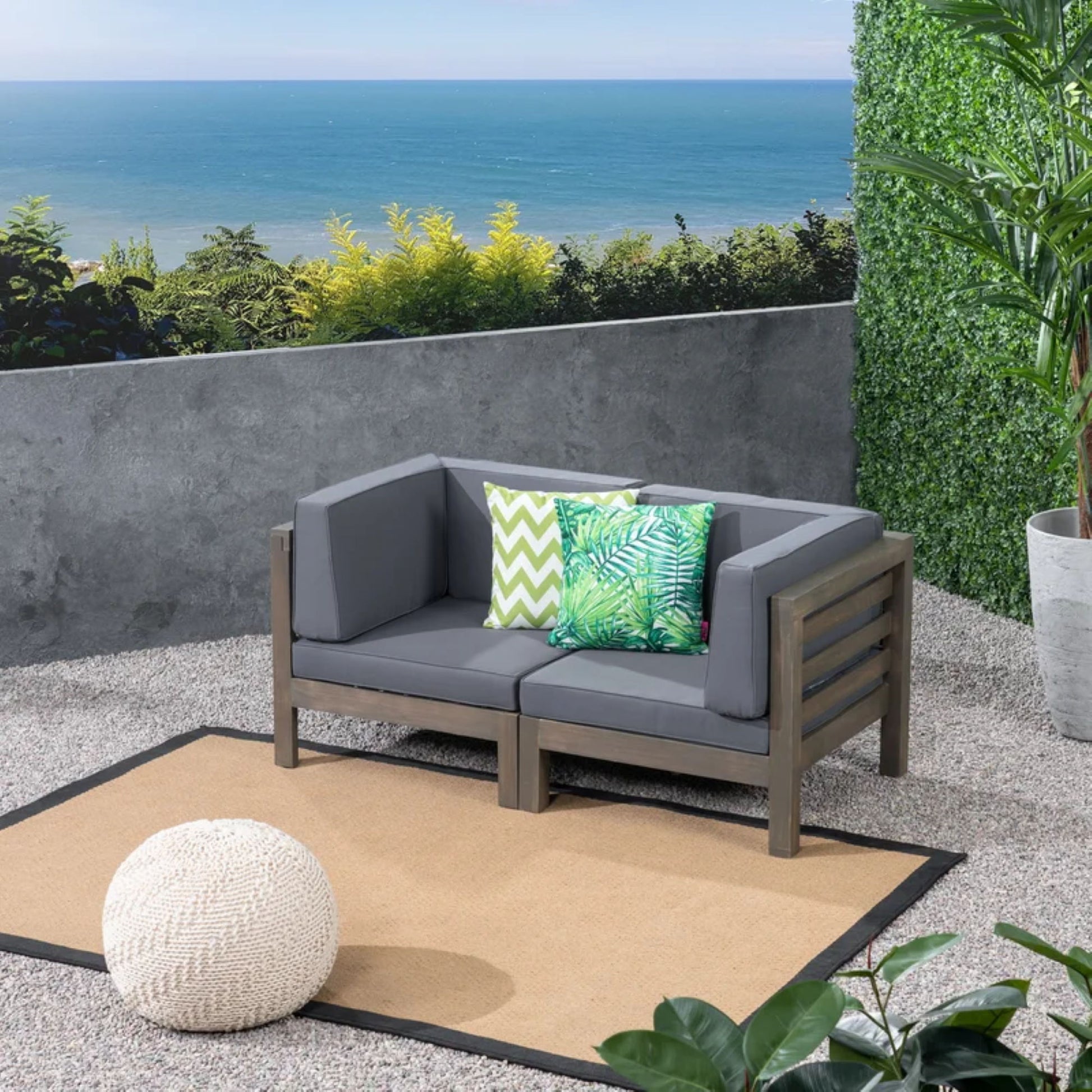 Oana - 2 Piece Loveseat Set With Water Resistant Cushions Noble House