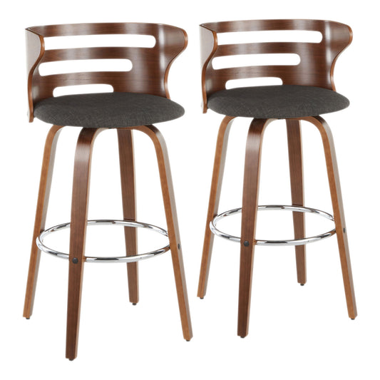 Cosini - Mid Century Modern Fixed Height Barstool With Swivel (Set of 2) Lumi Source