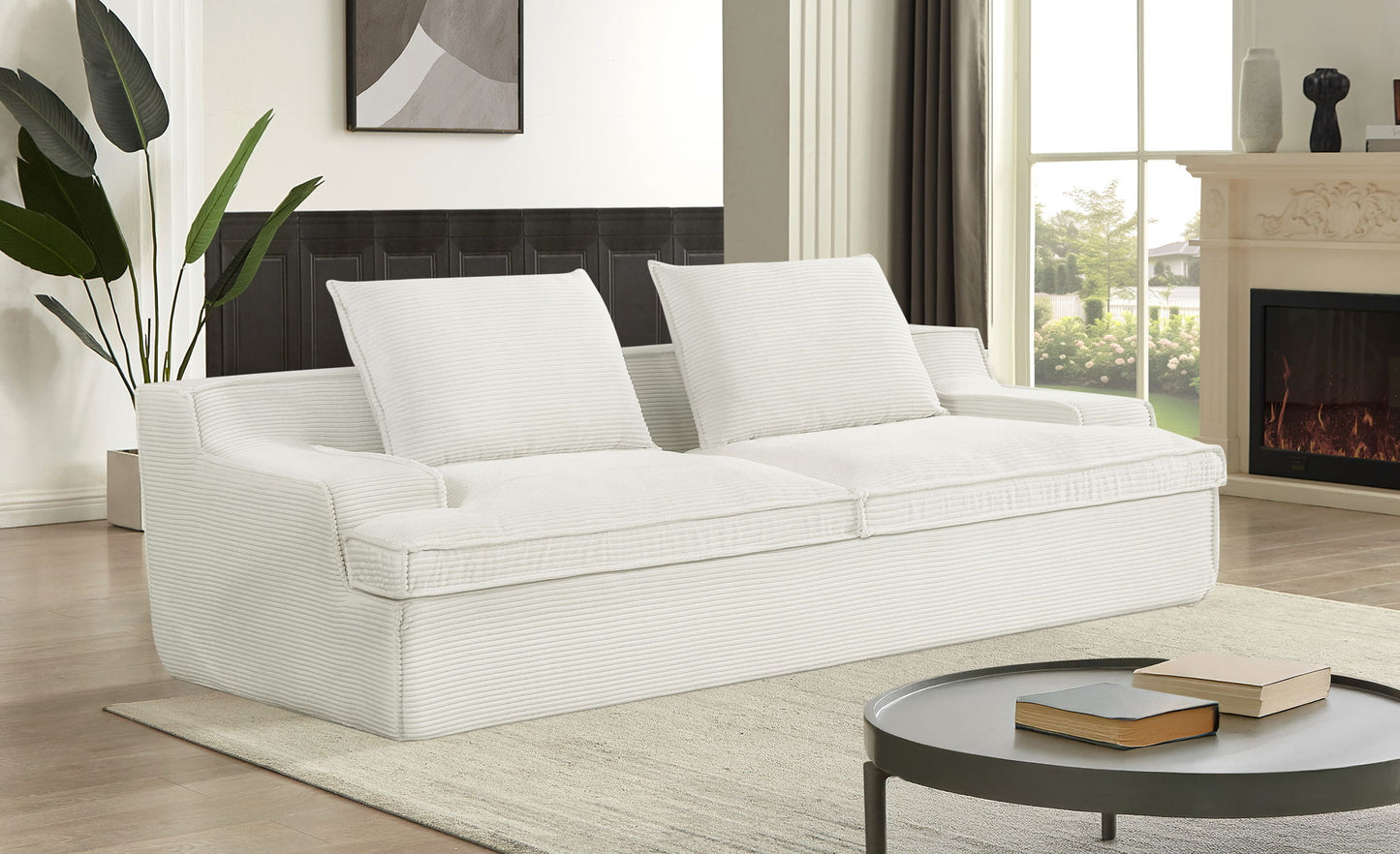 Nimbus - Oversized Full Foam 4 Seater Couch For Living Room Upholstered In Soft Corduroy, Wide Armrests US Pride