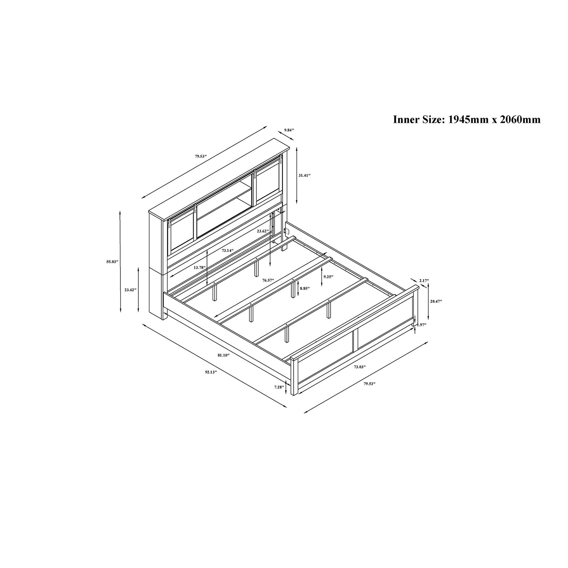 Avery - King Bedroom Set With Bookcase Headboard, Low Profile Bed, Spacious Drawers - Beige Global Furniture USA