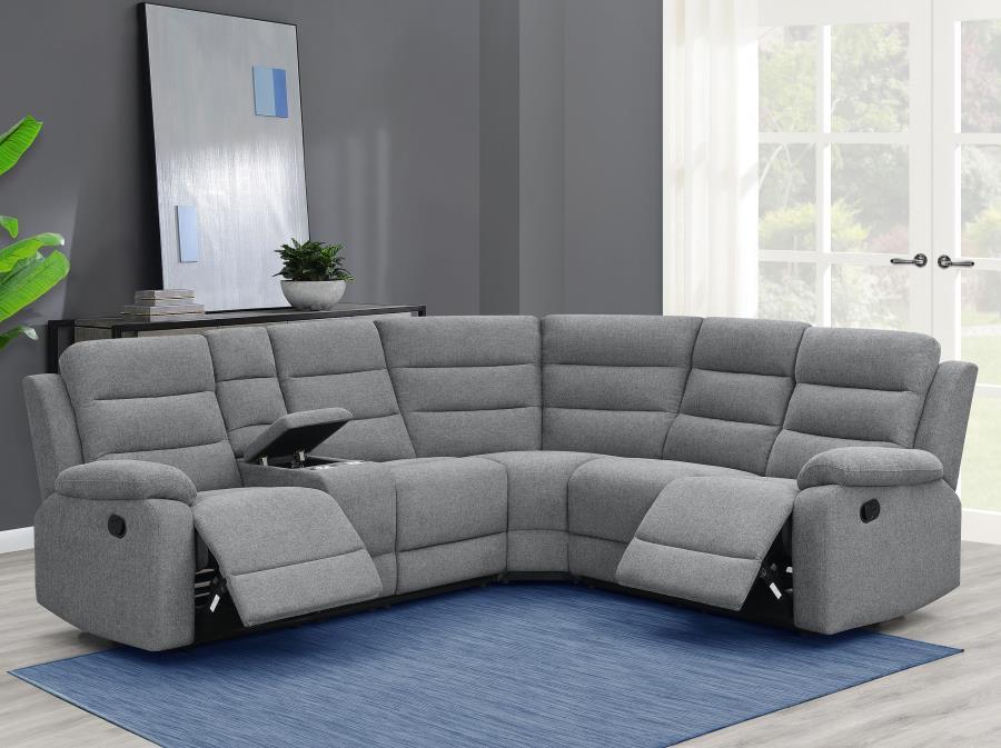 David - Upholstered Reclining Sectional Sofa - Smoke CoasterEveryday