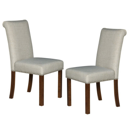 Dining Chair With Nailhead Trim (Set of 2) - Beige JLA