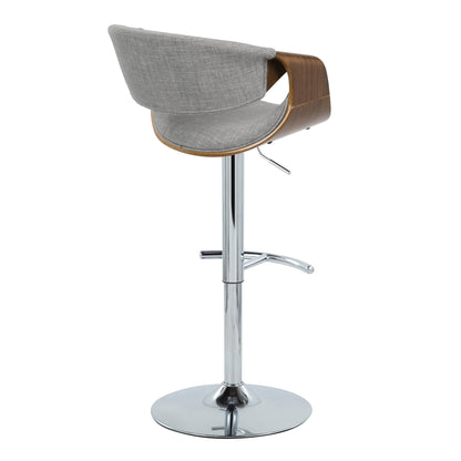 Curvo - Mid Century Modern Adjustable Barstool With Swivel With Rounded T Footrest (Set of 2) Lumi Source