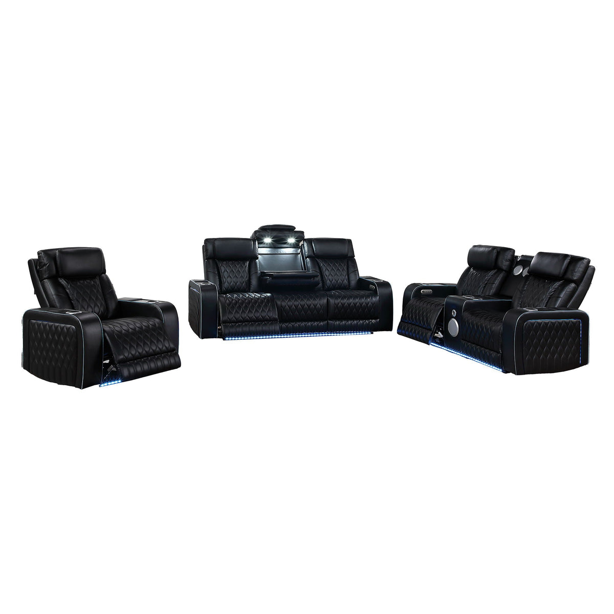 Electra - Power Reclining Set With Power Headrests, Massage And LED Lighting Matrix Furniture Group
