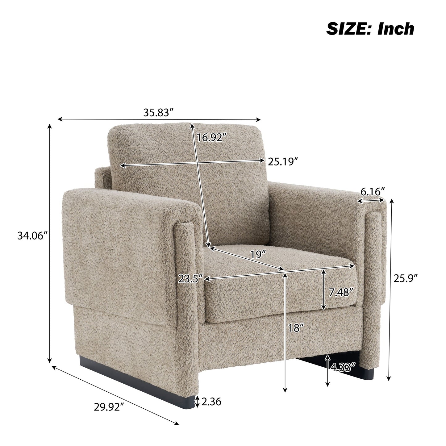 Upholstered Accent Armchair With Square Arm Hearth and Haven