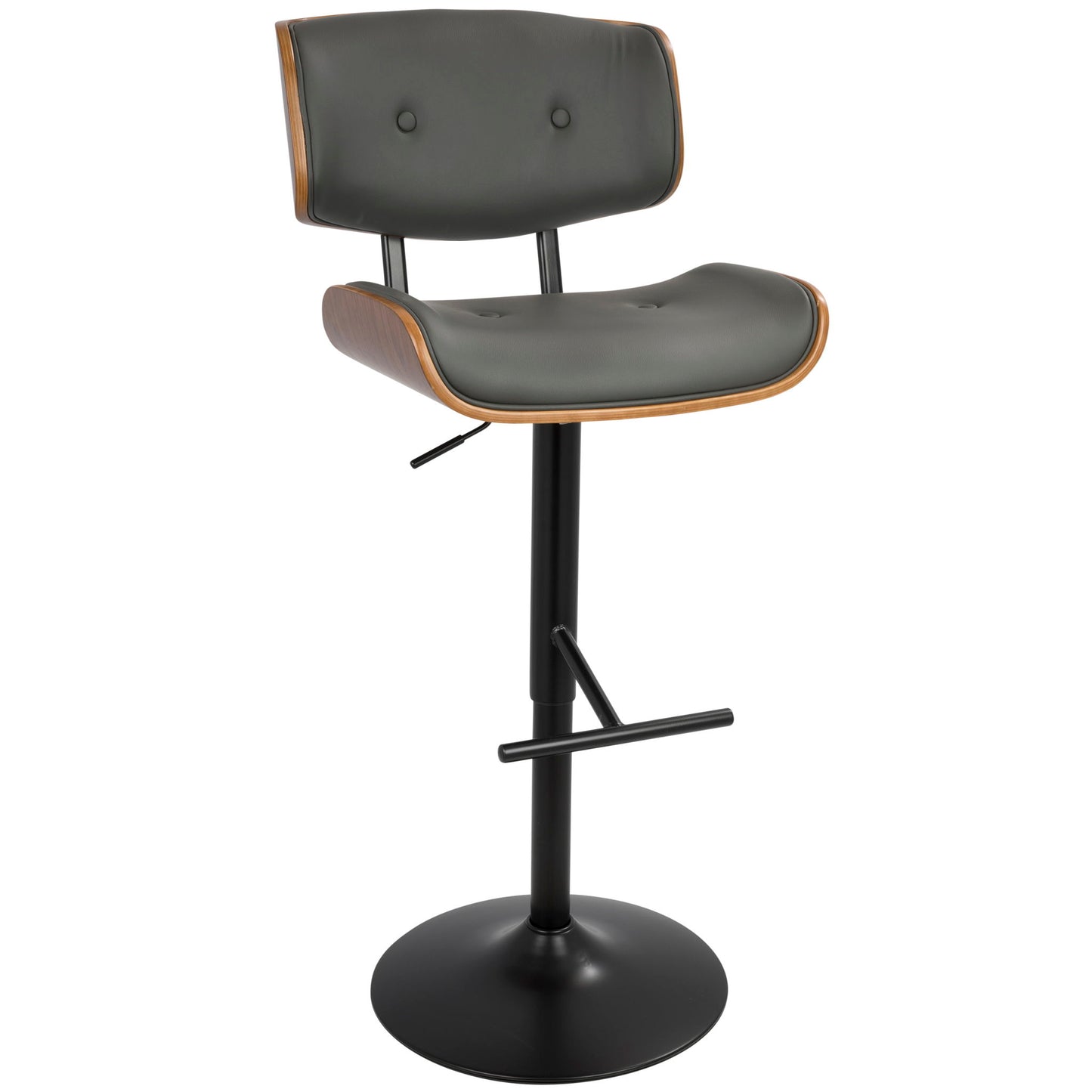 Lombardi - Mid Century Modern Adjustable Barstool With Swivel With Straight T Footrest (Set of 3) Lumi Source