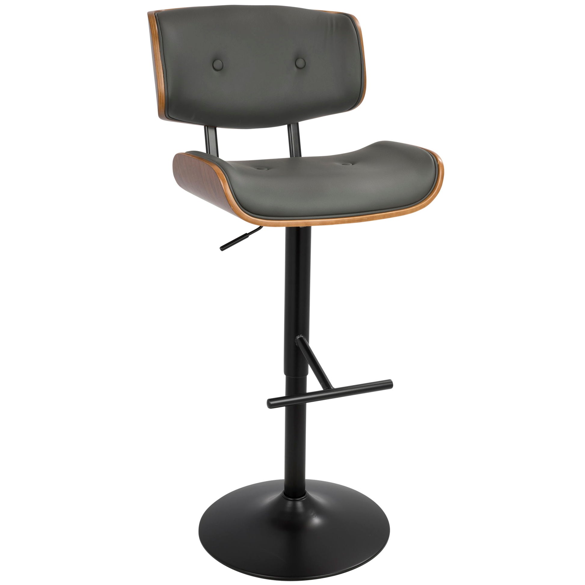 Lombardi - Mid Century Modern Adjustable Barstool With Swivel With Straight T Footrest (Set of 3) Lumi Source