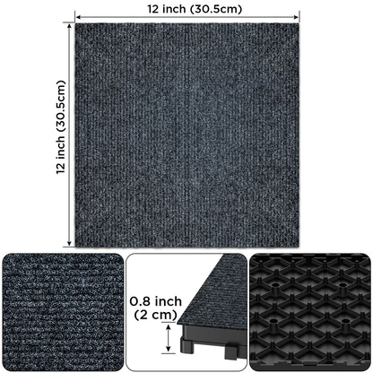 Diy Module Interlocking Decking Carpet Tiles For Patio, Porch, Poolside, Balcony, Backyard Polypropylene - Gray Daily Nest