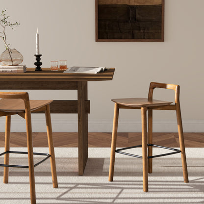 Sven - Modern Minimalist Low Back Counter Stool - Dark Brown Walnut Jennifer Taylor Home