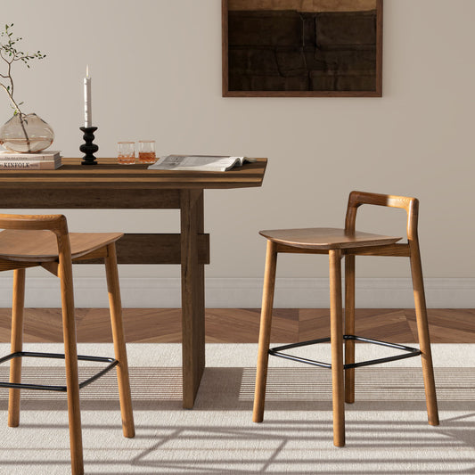 Sven - Modern Minimalist Low Back Counter Stool - Dark Brown Walnut Jennifer Taylor Home