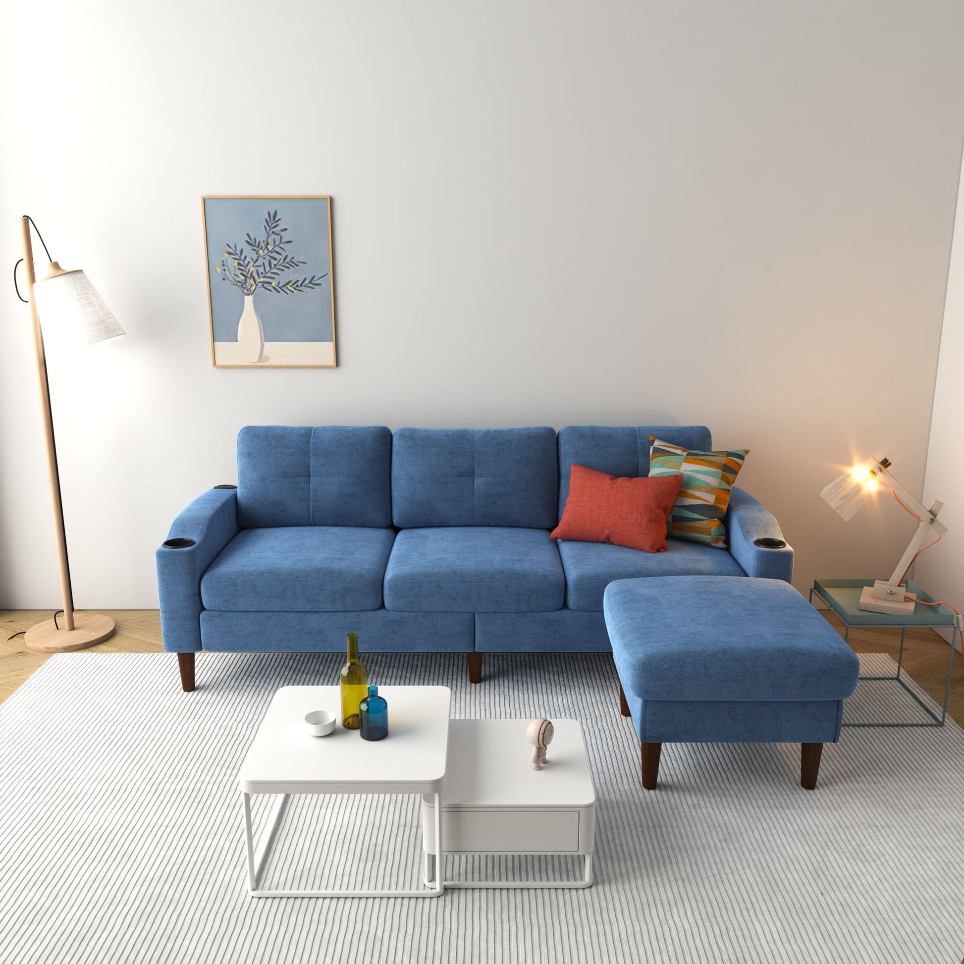 3 Seater Convertible Combination L Shaped Sofa With Footstools With Storage Home Essentials