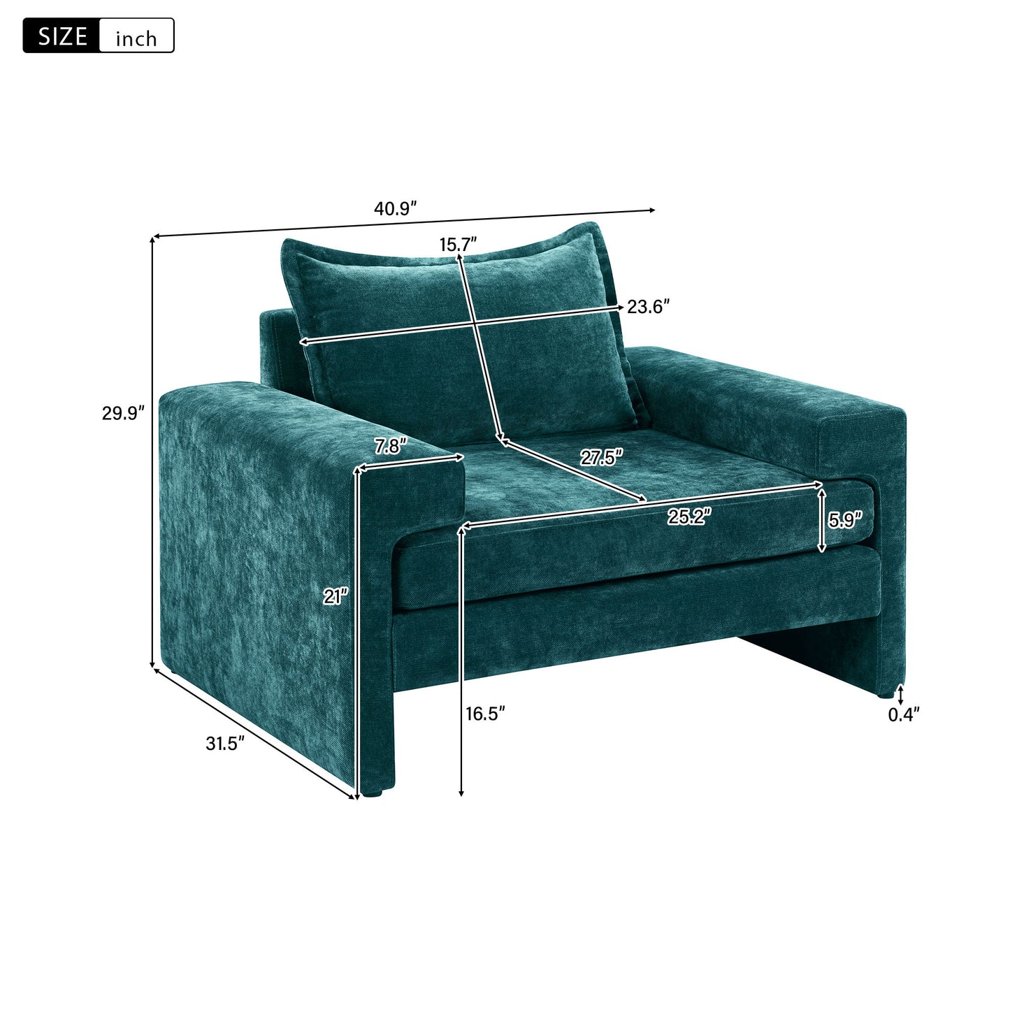 Upholstered Accent Chair With Wide Armrests And Ergonomic Back Support Noble House