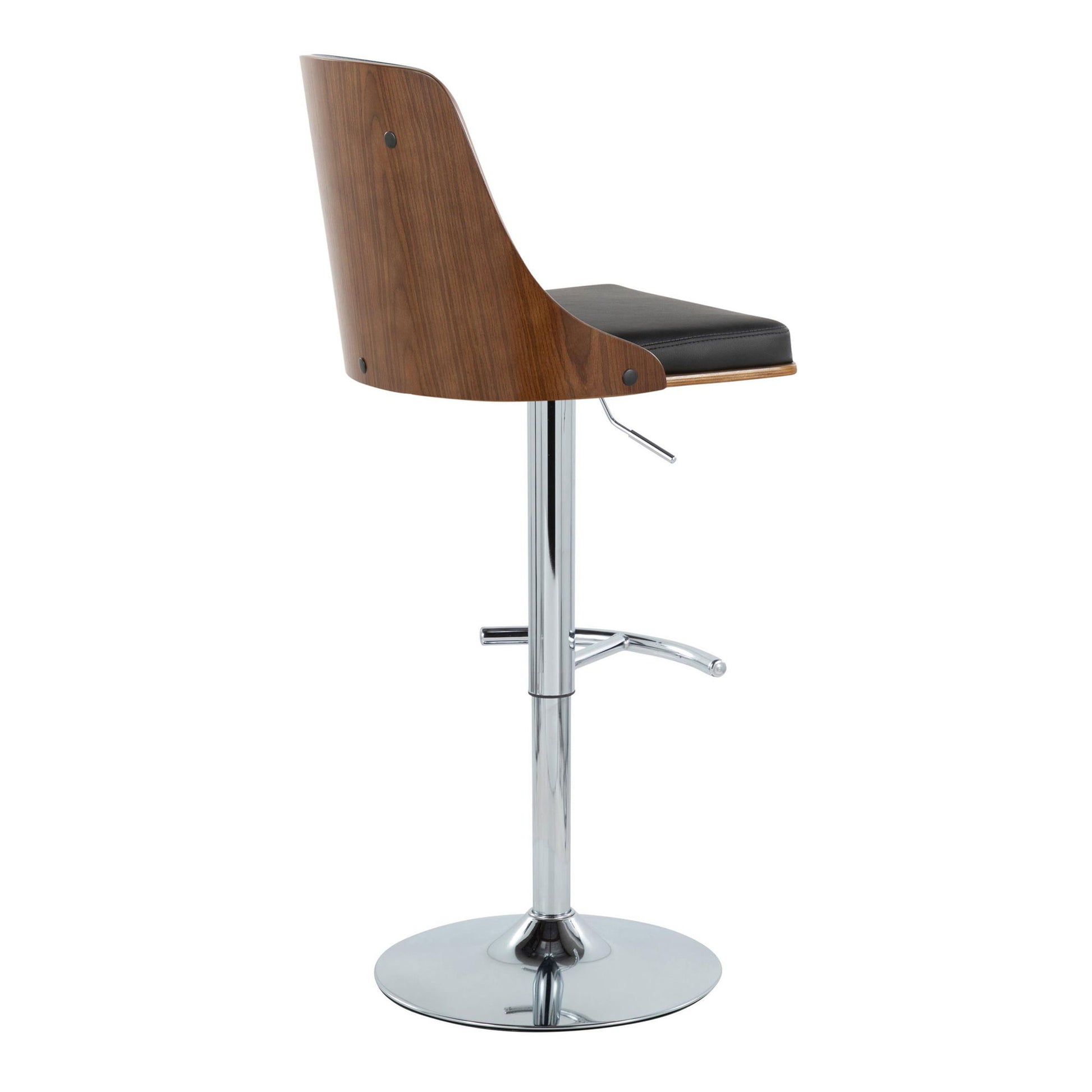 Gianna - Mid Century Modern Adjustable Barstool With Swivel With Rounded T Footrest (Set of 2) Lumi Source
