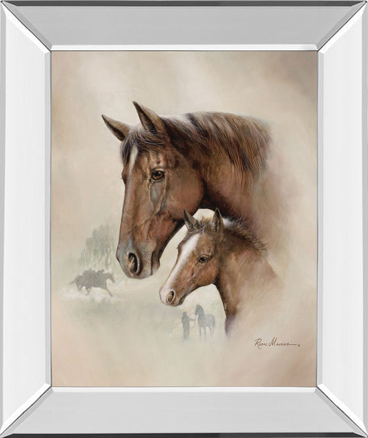 Race Horse I By Ruane Manning - Mirror Framed Print Wall Art - Dark Brown