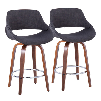 Fabrico - Mid Century Modern, Fixed Height Counter Stool With Round Footrest (Set of 2) Lumi Source